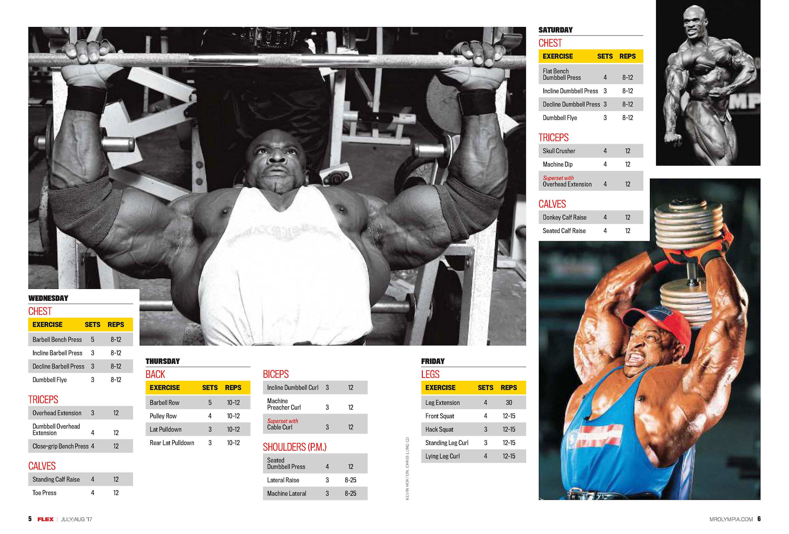 6 Day Ronnie coleman workout plan with Comfort Workout Clothes