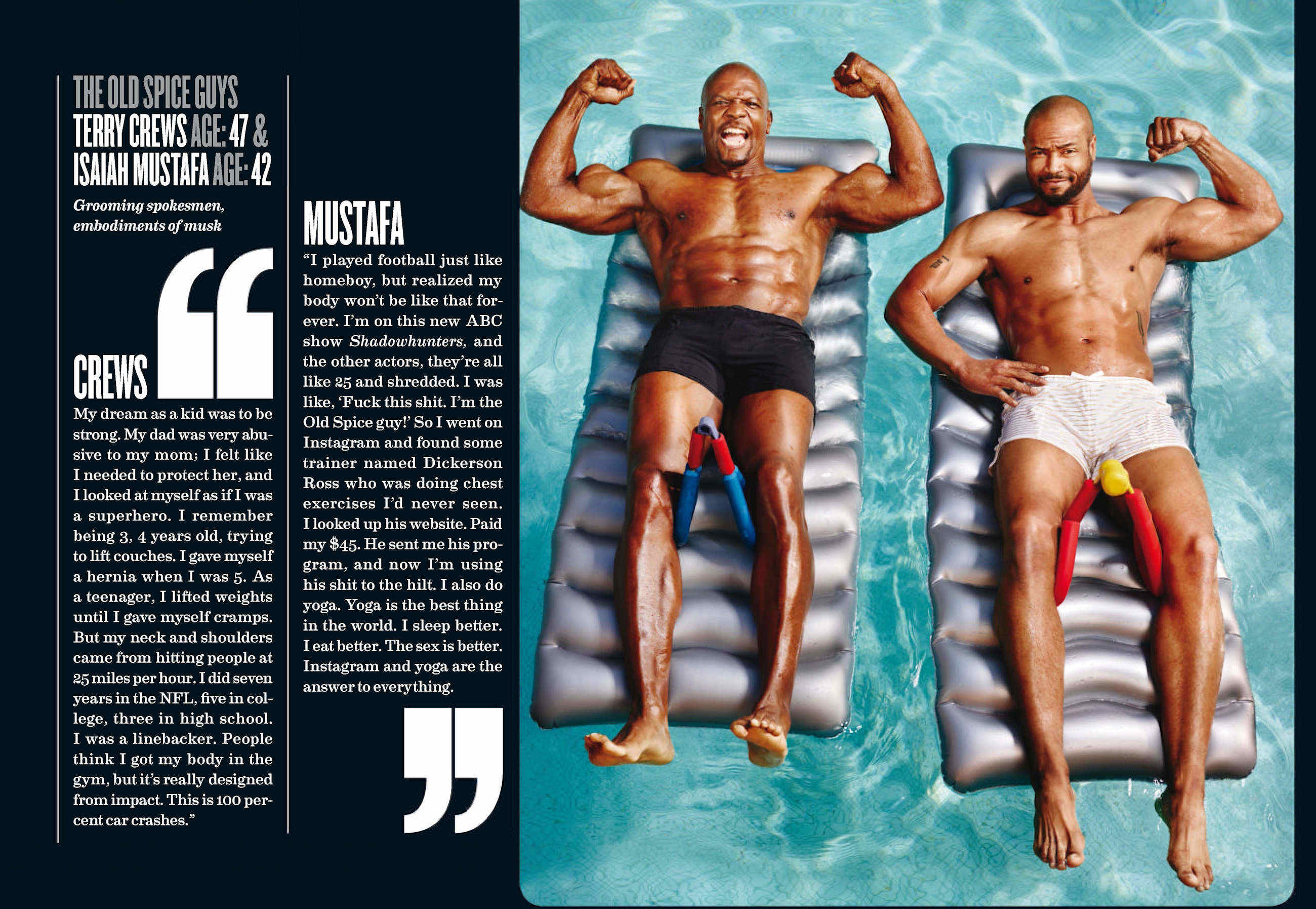 Terry Crews et Isaiah Mustafa dans GQ Magazine de février 2016. 